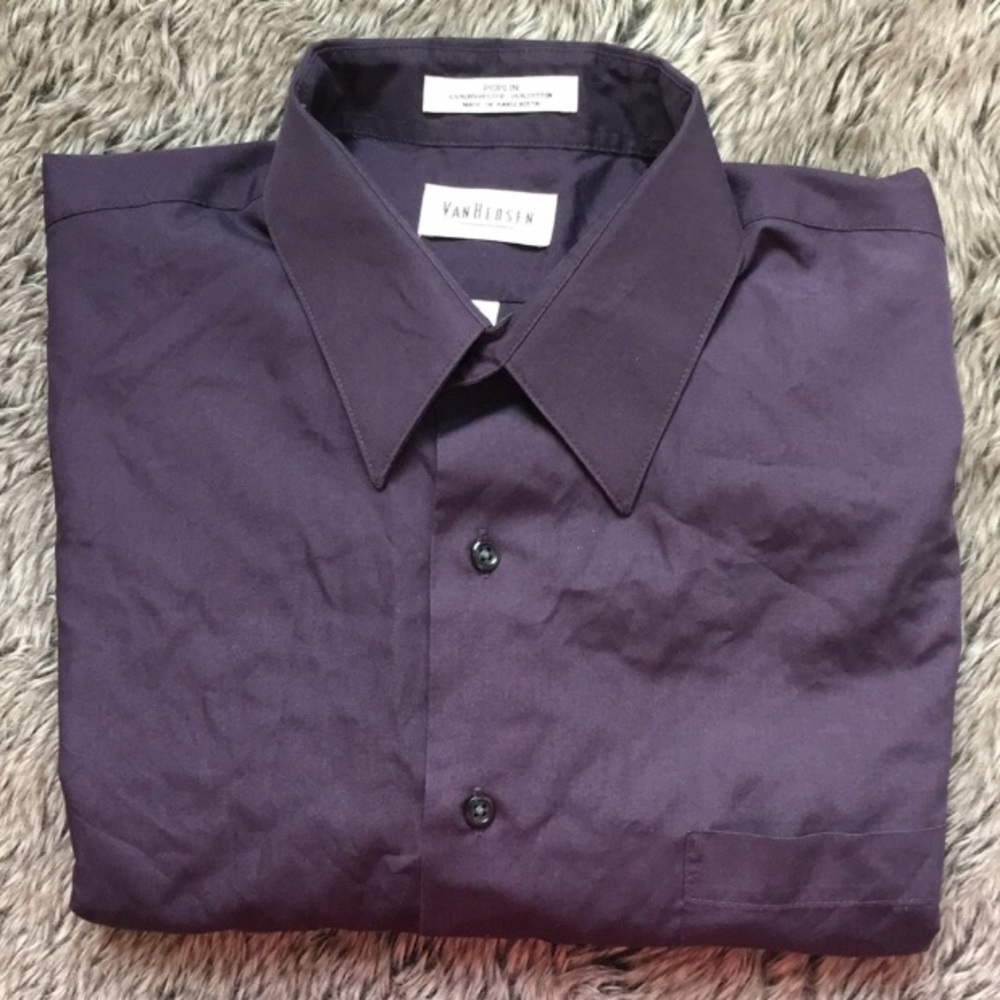 Van HEUSEN men’s purple button down dress shirt size 16 34/35
